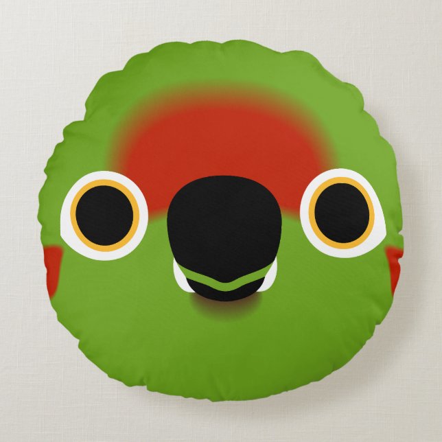 The face of a Red-fronted macaw Round Cushion (Front)