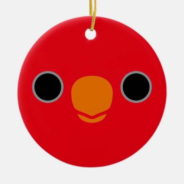 The face of a Red Lory Ceramic Ornament (Front)