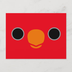 The face of a Red Lory Holiday Postcard