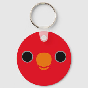 The face of a Red Lory Key Ring