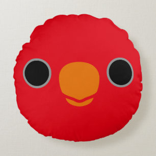 The face of a Red Lory Round Cushion