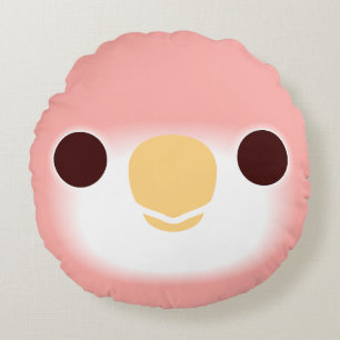The face of a Rubino Bourke's parrot Round Cushion
