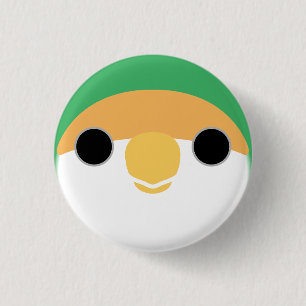 The face of a Sea Green peach-faced lovebird 3 Cm Round Badge