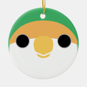The face of a Sea Green peach-faced lovebird Ceramic Ornament