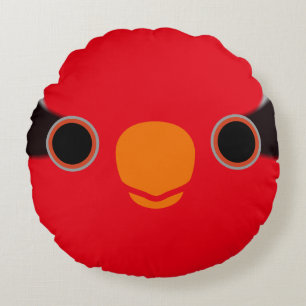 The face of a Stella's lorikeet Round Cushion