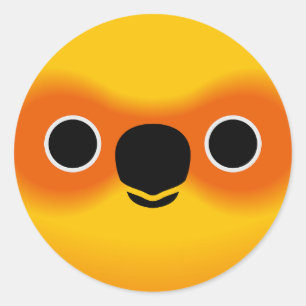 The face of a Sun Conure Classic Round Sticker