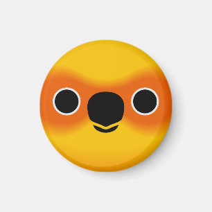 The face of a Sun Conure Magnet