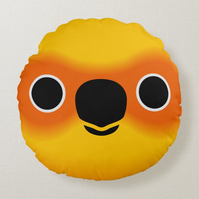The face of a Sun Conure Round Cushion (Front)