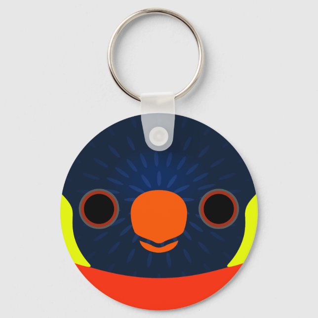The face of a Sunset lorikeet Key Ring (Front)