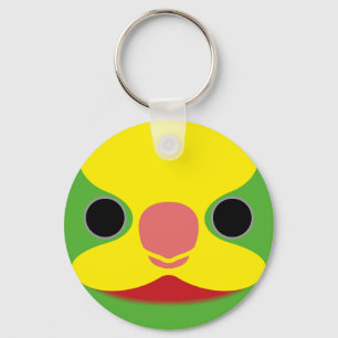 The face of a Superb parrot Key Ring