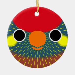 The face of a Varied Lorikeet Ceramic Ornament