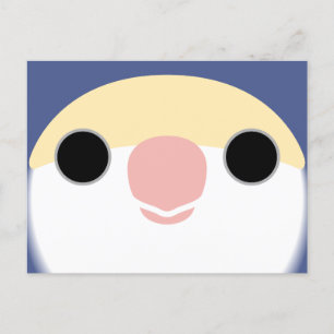 The face of a violet peach-faced lovebird holiday postcard
