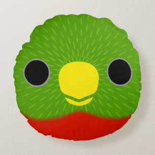 The face of a Yellow-billed lorikeet Round Cushion