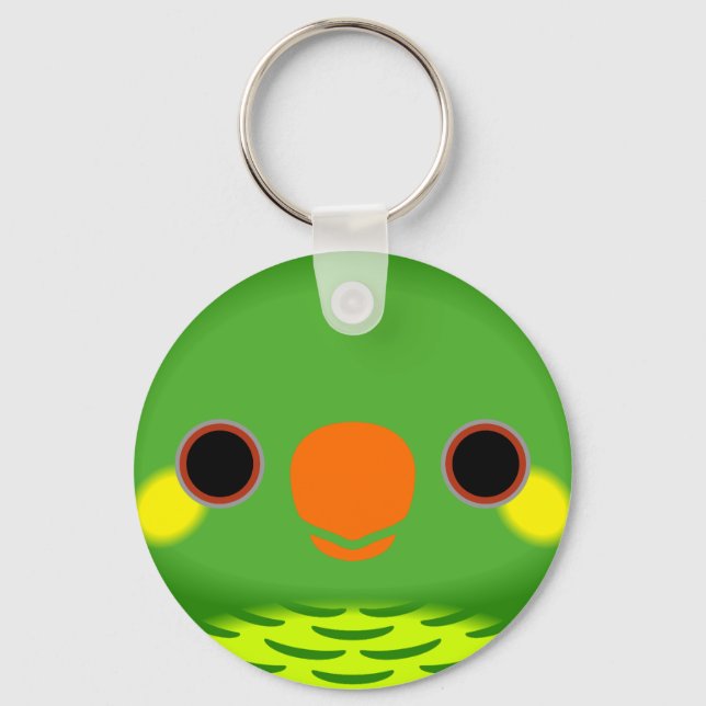 The face of a Yellow-cheeked lorikeet Key Ring (Front)
