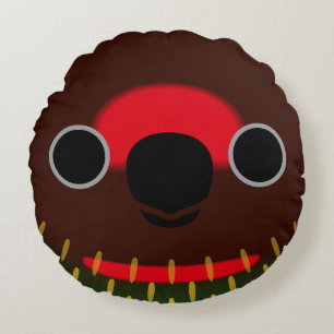 The face of a Yellow-streaked lory Round Cushion