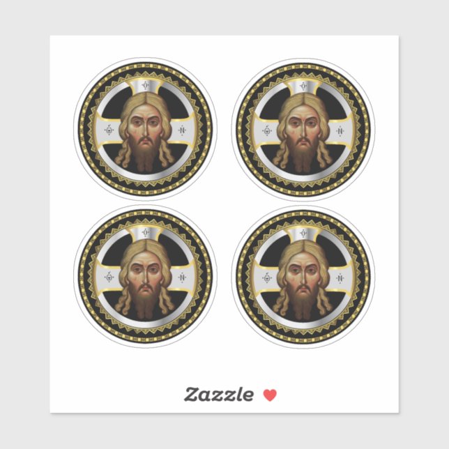 The Face Of Christ Orthodox Black Icon Sticker (Sheet)