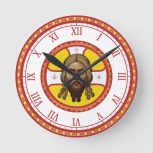 The Face Of Christ Orthodox Icon Round Clock