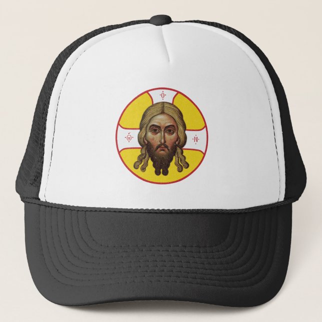 The Face Of Christ Orthodox Icon Trucker Hat (Front)