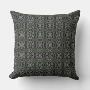 The Faces in Grey and Moss Green Throw Pillow