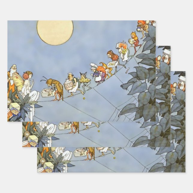 “ The Fairies Birthday” by Heath Robinson Wrapping Paper Sheet (Set)