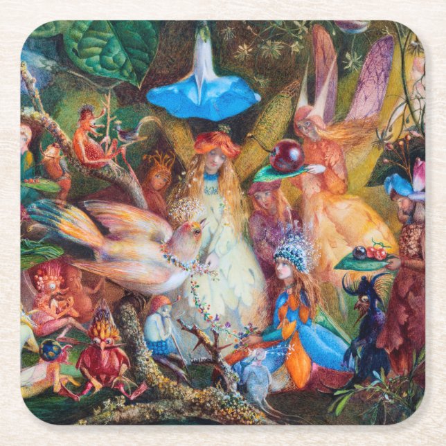 The Fairies' Favourite, John Anster Fitzgerald Square Paper Coaster (Front)
