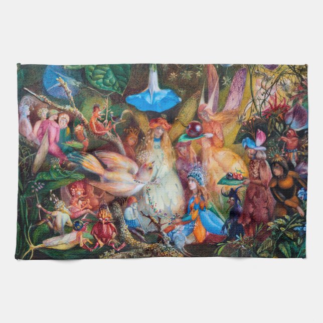 The Fairies' Favourite, John Anster Fitzgerald Tea Towel (Horizontal)
