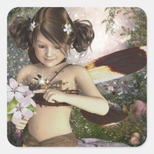 The Fairy and the Dragonfly Square Sticker