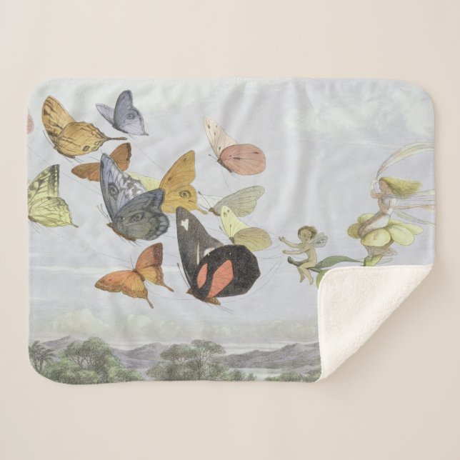 The Fairy Queen's Carriage | Elf World Sherpa Blanket (Front (Horizontal))