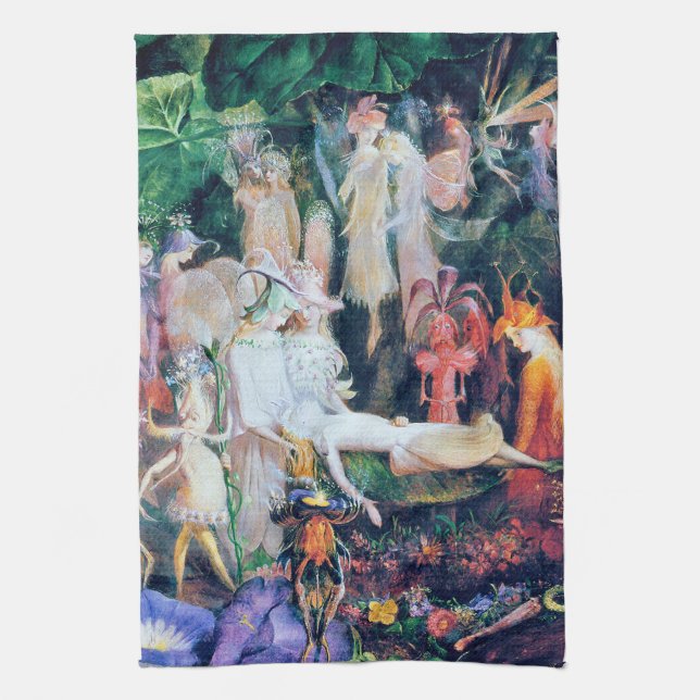 The Fairy's Funeral, John Anster Fitzgerald Tea Towel (Vertical)