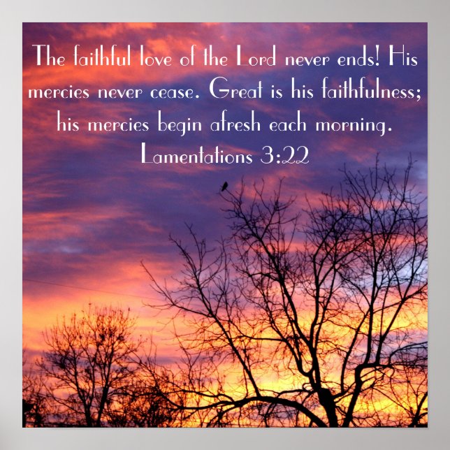 The faithful love of the Lord bible verse poster (Front)