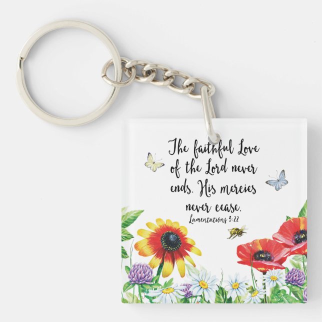 The Faithful Love of the Lord Never Ends Key Ring (Front)