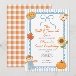 The Fall I Turned One Autumn 1st birthday Invitation