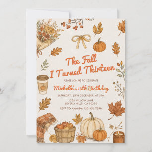 The Fall I Turned Thirteen Autumn 13th Birthday Invitation