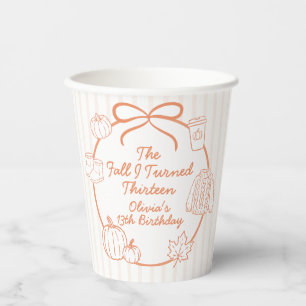 The Fall I Turned Thirteen Autumn 13th Birthday Paper Cups