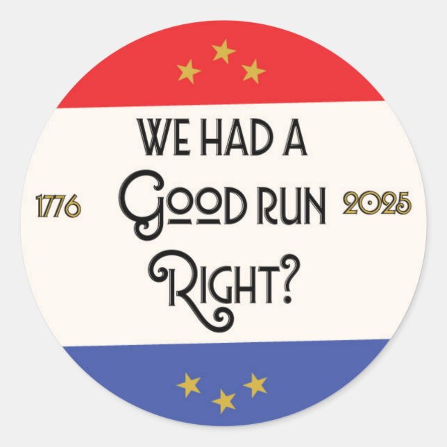 The Fall of Democracy Classic Round Sticker (Front)