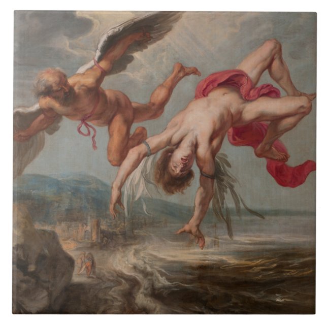 The Fall of Icarus (by Jacob Peter Gowy) Ceramic Tile (Front)