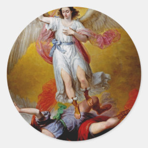 The fall of Lucifer by Antonio Maria Esquivel Classic Round Sticker