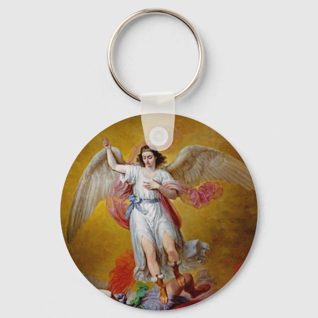 The fall of Lucifer by Antonio Maria Esquivel Key Ring (Front)