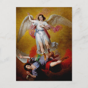 The fall of Lucifer by Antonio Maria Esquivel Postcard