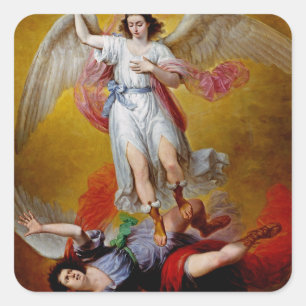 The fall of Lucifer by Antonio Maria Esquivel Square Sticker