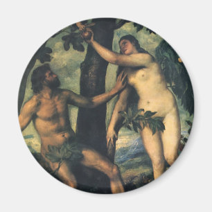 The Fall of Man; Adam and Eve by Titian Magnet