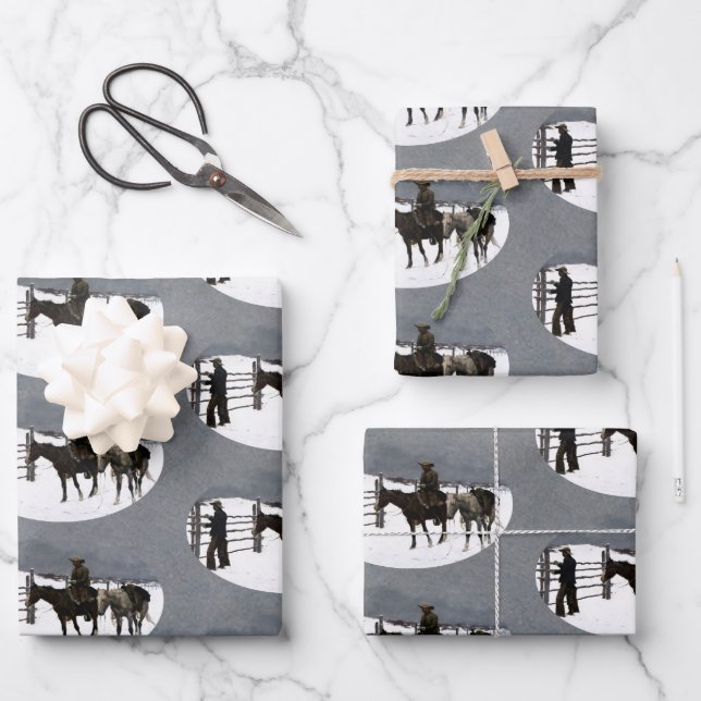 The Fall of the Cowboy 1895 Frederic  Remington Wrapping Paper Sheet (Front)