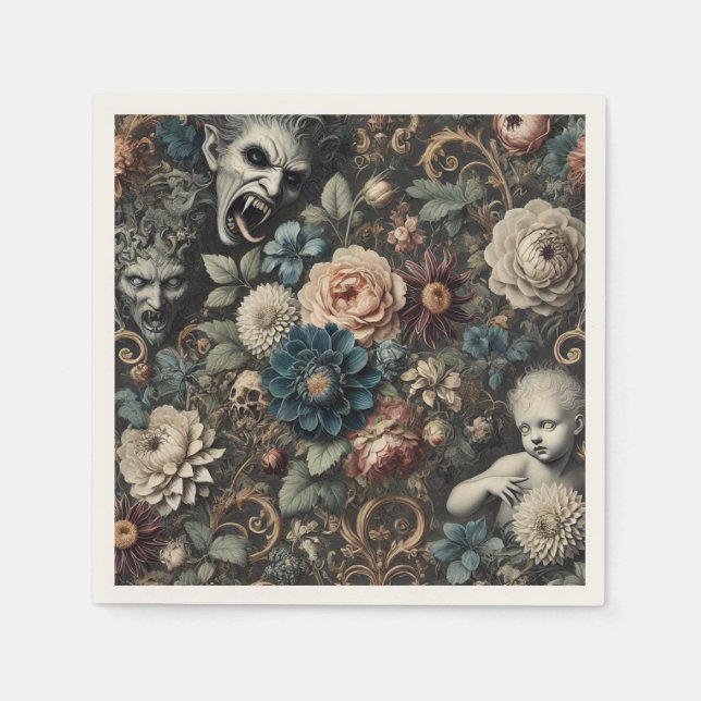 The Fallen Nursery – Gothic Floral Design Napkin (Front)