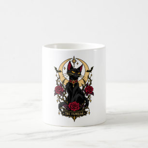 The Familiar Gothic Black Cat Crescent Moon Coffee Mug