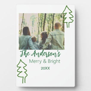 The family name green Christmas tree photo modern Plaque