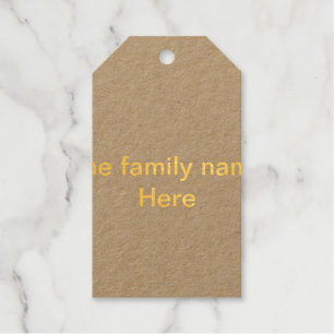 The family name here message simple minimal text gift tags