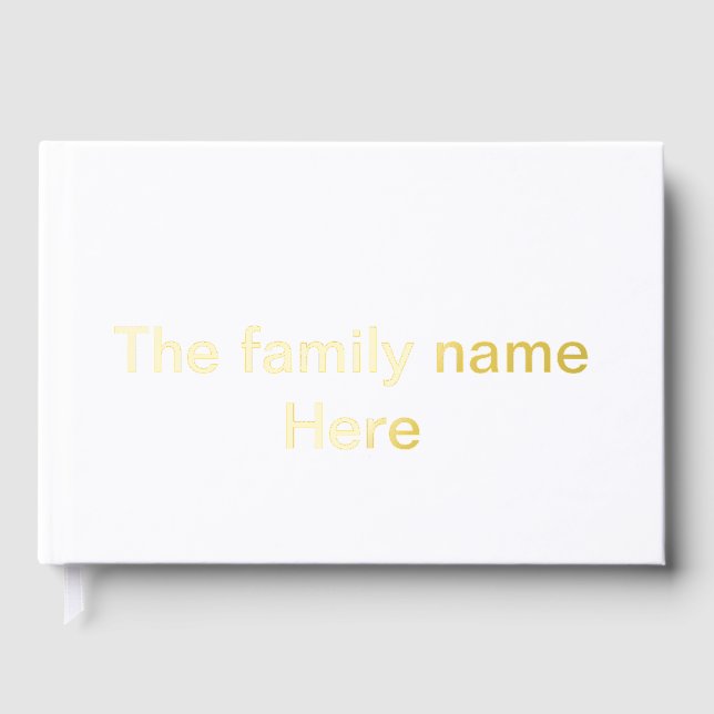 The family name here message simple minimal text guest book (Front)