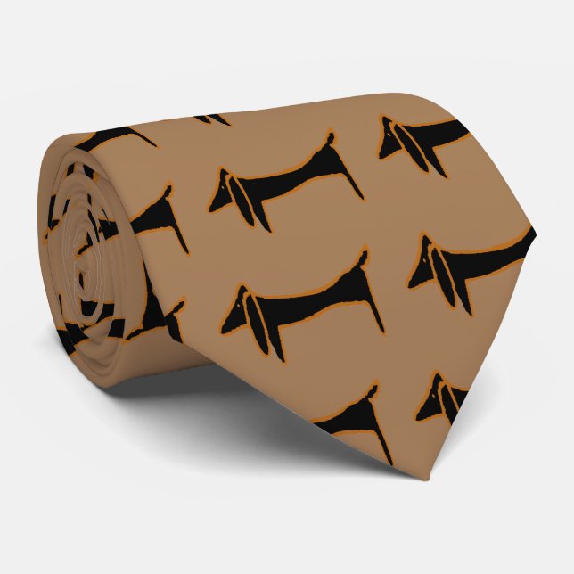 The Famous Black Dachshund Tie (Rolled)