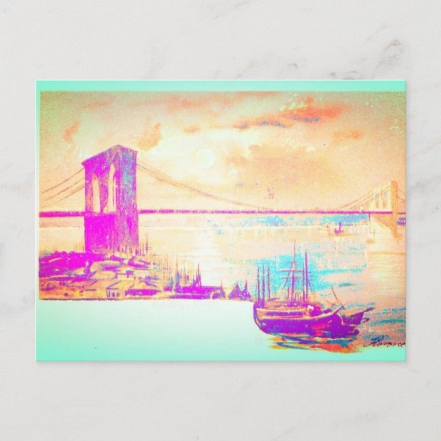 The Famous Brooklyn Bridge Postcard (Front)