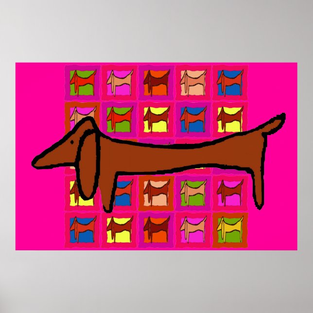 The Famous Dachshund Abstract Quilt Poster (Front)